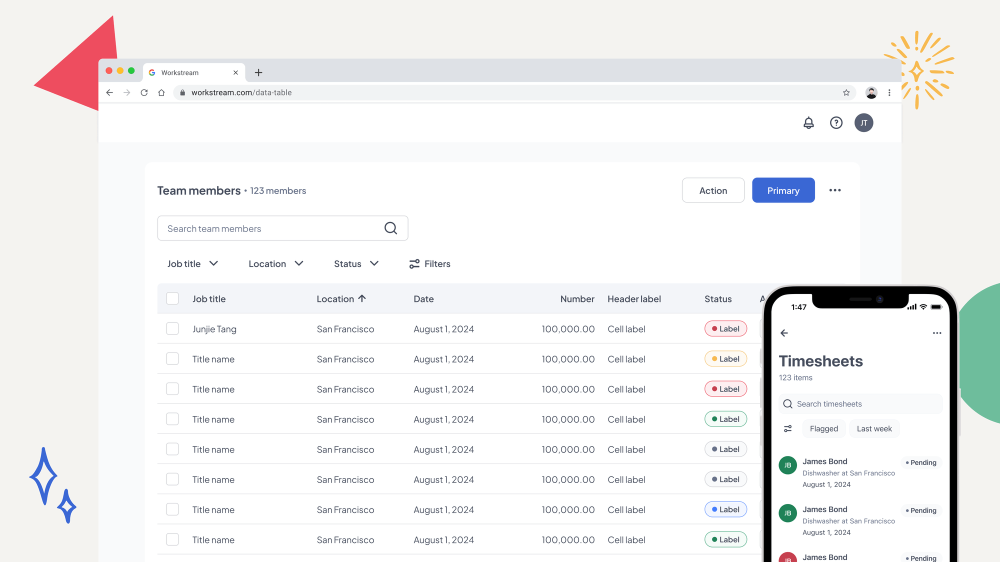 Workstream table redesign